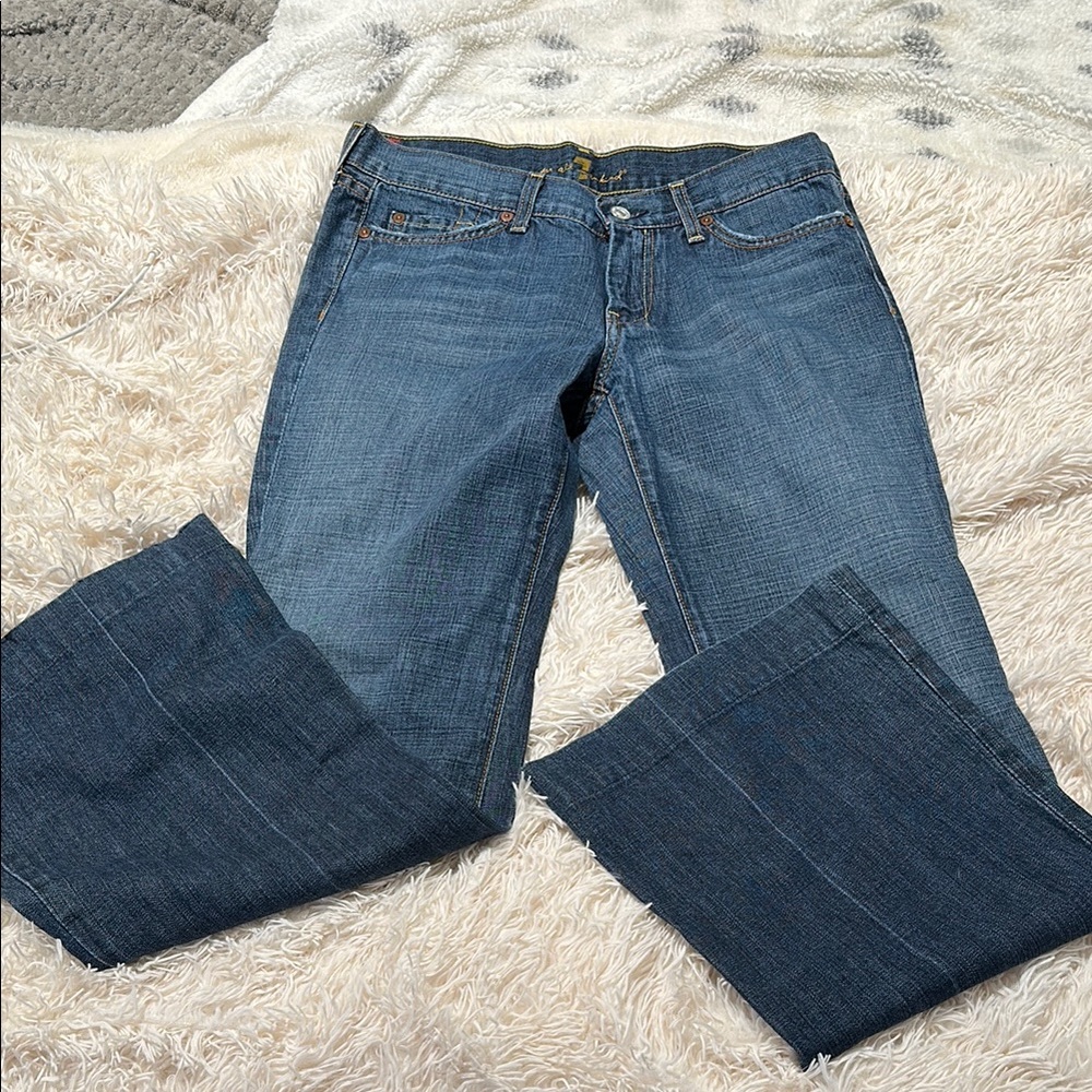 7 For All Mankind Blue Flare Wide Leg Jeans